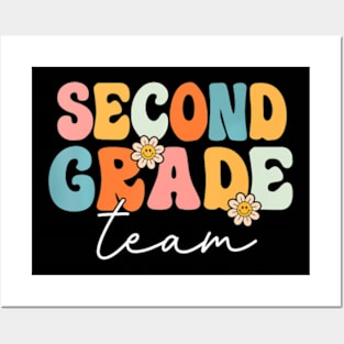 Second Grade Team Retro Groovy Back To School 2Nd Grade Posters and Art